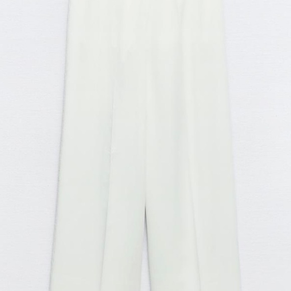 ZARA WOMAN SIDE STRIPE WIDE LEG PANT SIZE LARGE ECUR NEW WITH TAGS - Picture 3 of 11